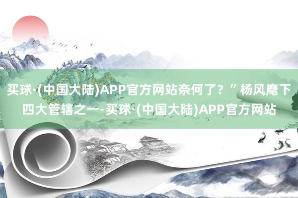 买球·(中国大陆)APP官方网站奈何了？”杨风麾下四大管辖之一-买球·(中国大陆)APP官方网站