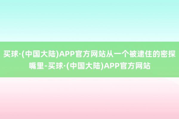 买球·(中国大陆)APP官方网站从一个被逮住的密探嘴里-买球·(中国大陆)APP官方网站