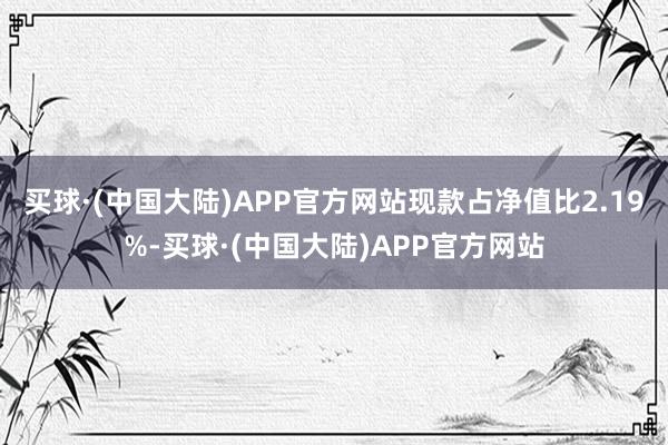 买球·(中国大陆)APP官方网站现款占净值比2.19%-买球·(中国大陆)APP官方网站